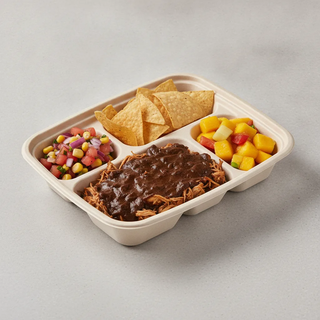 Mole Boxed Lunch with Pico and Chips / Mango Salad Mole Boxed Lunch with Pico and Chips / Mango Salad