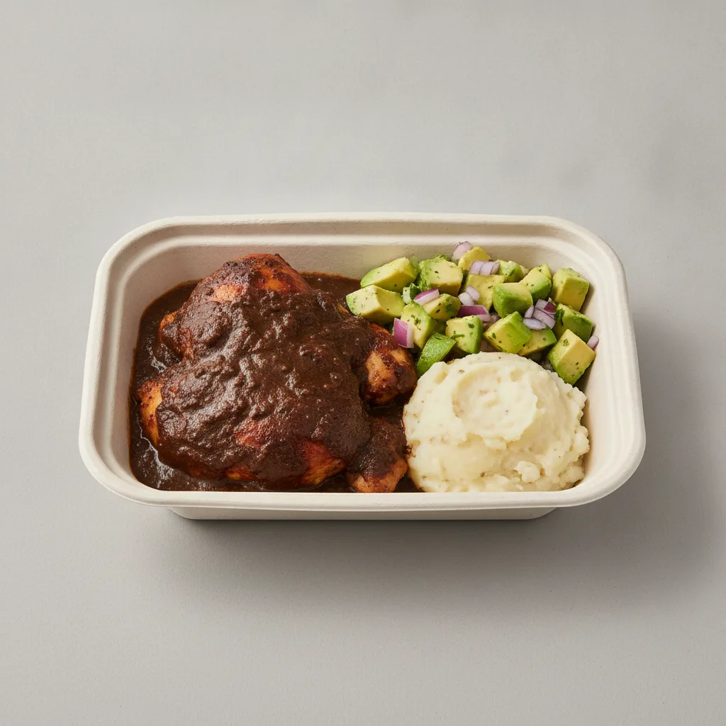 Mole Boxed Lunch with Mashed Potato / Avocado Salad Mole Boxed Lunch with Mashed Potato / Avocado Salad