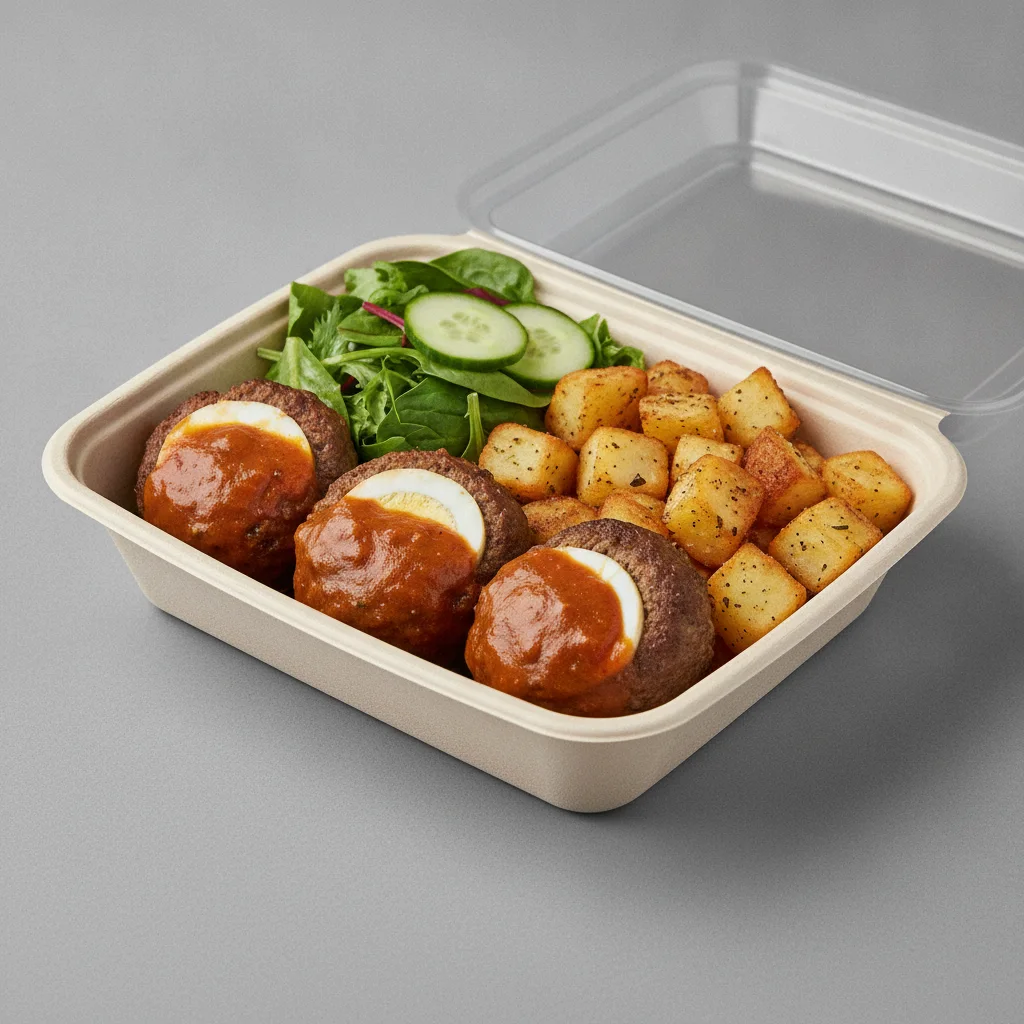 Meatballs Boxed Lunch — Home Fries / Green Salad Meatballs Boxed Lunch — Home Fries / Green Salad