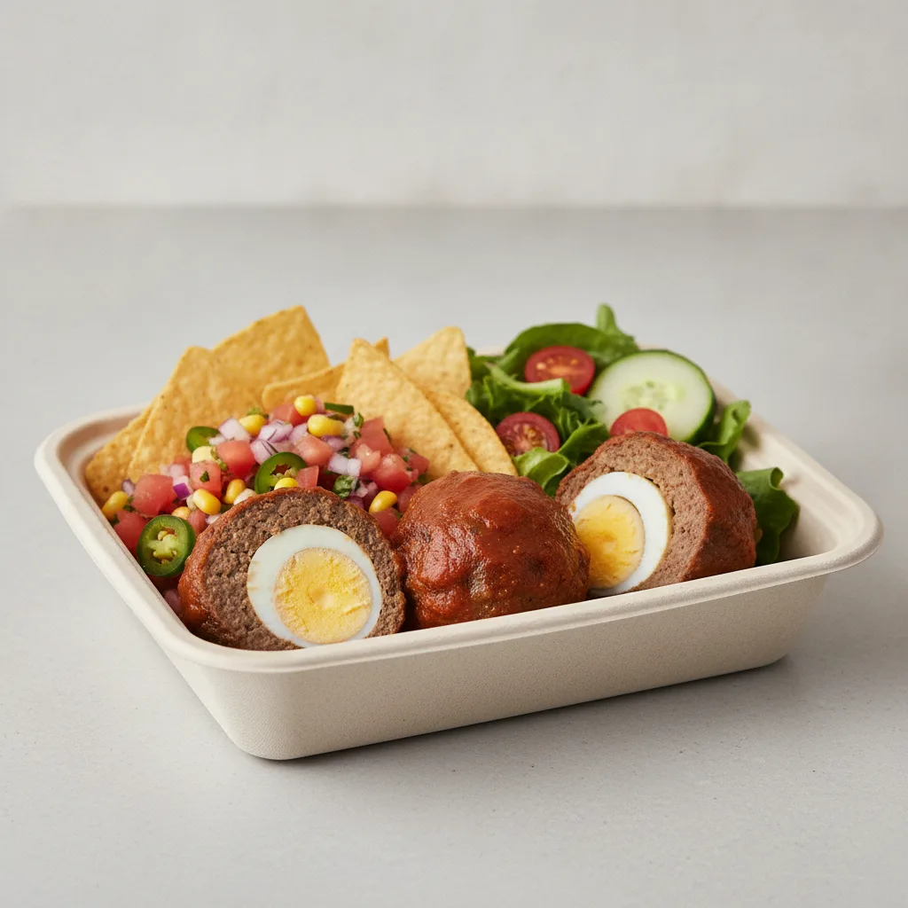 Meatballs Boxed Lunch with Pico and Chips / Green Salad Meatballs Boxed Lunch with Pico and Chips / Green Salad