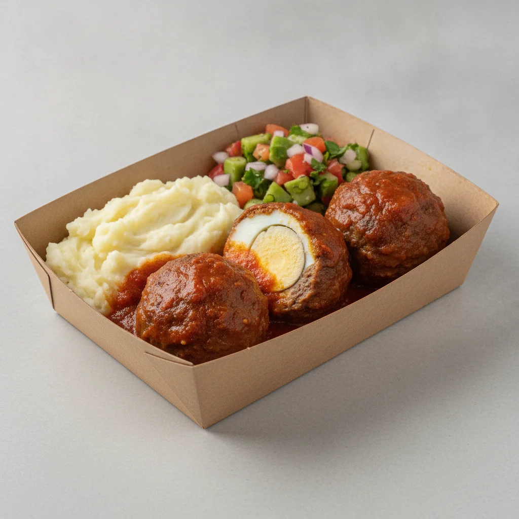 Meatballs Boxed Lunch with Mashed Potato / Nopalitos Salad Meatballs Boxed Lunch with Mashed Potato / Nopalitos Salad