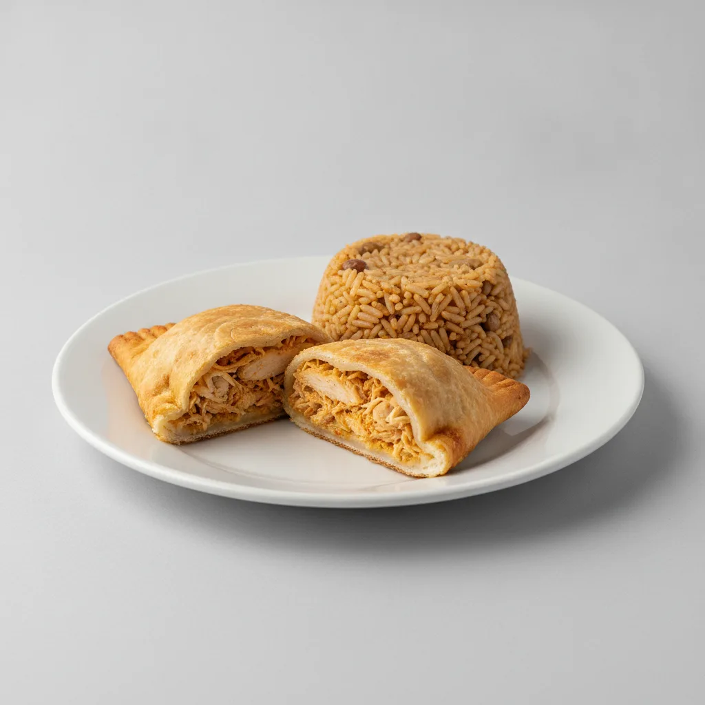 Flaka Empanada with Arroz Con Gandules
