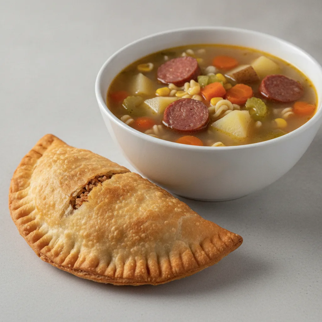 Aybonito Empanada, with Salchichon Soup