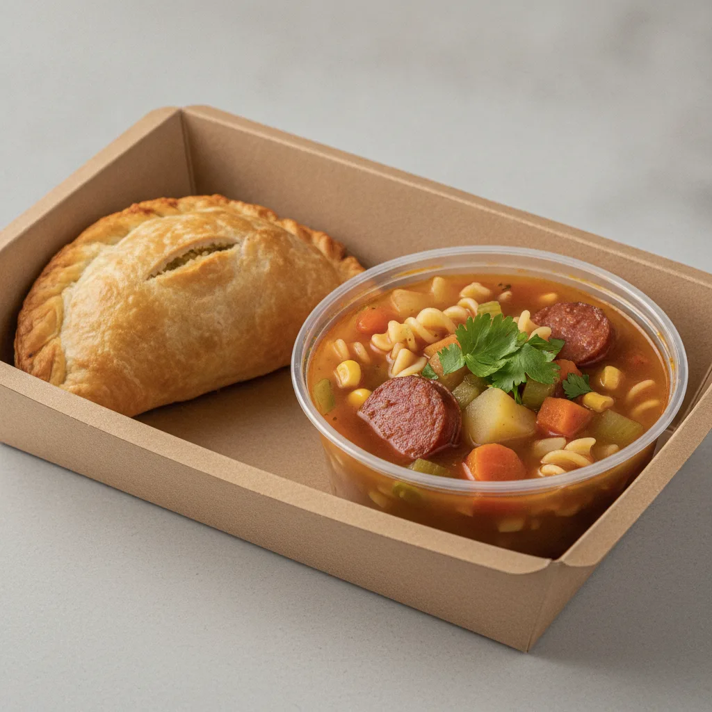 Veggie Empanada with Salchichon Soup