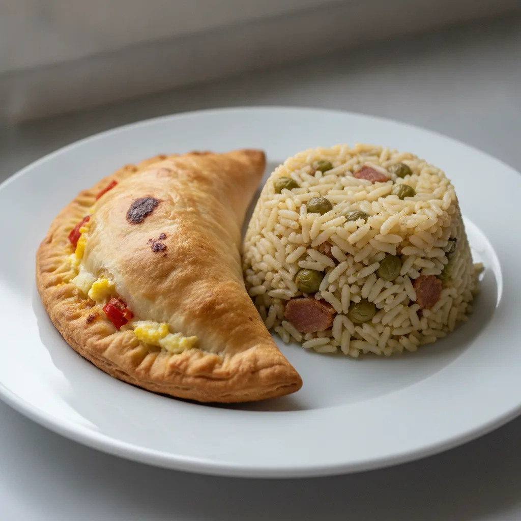 Gallina Empanada with Arroz Con Gandules