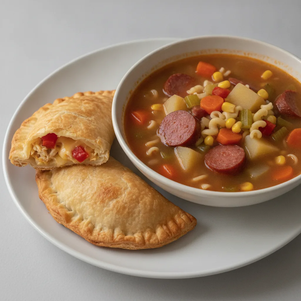 Gallina Empanada with Salchichon Soup
