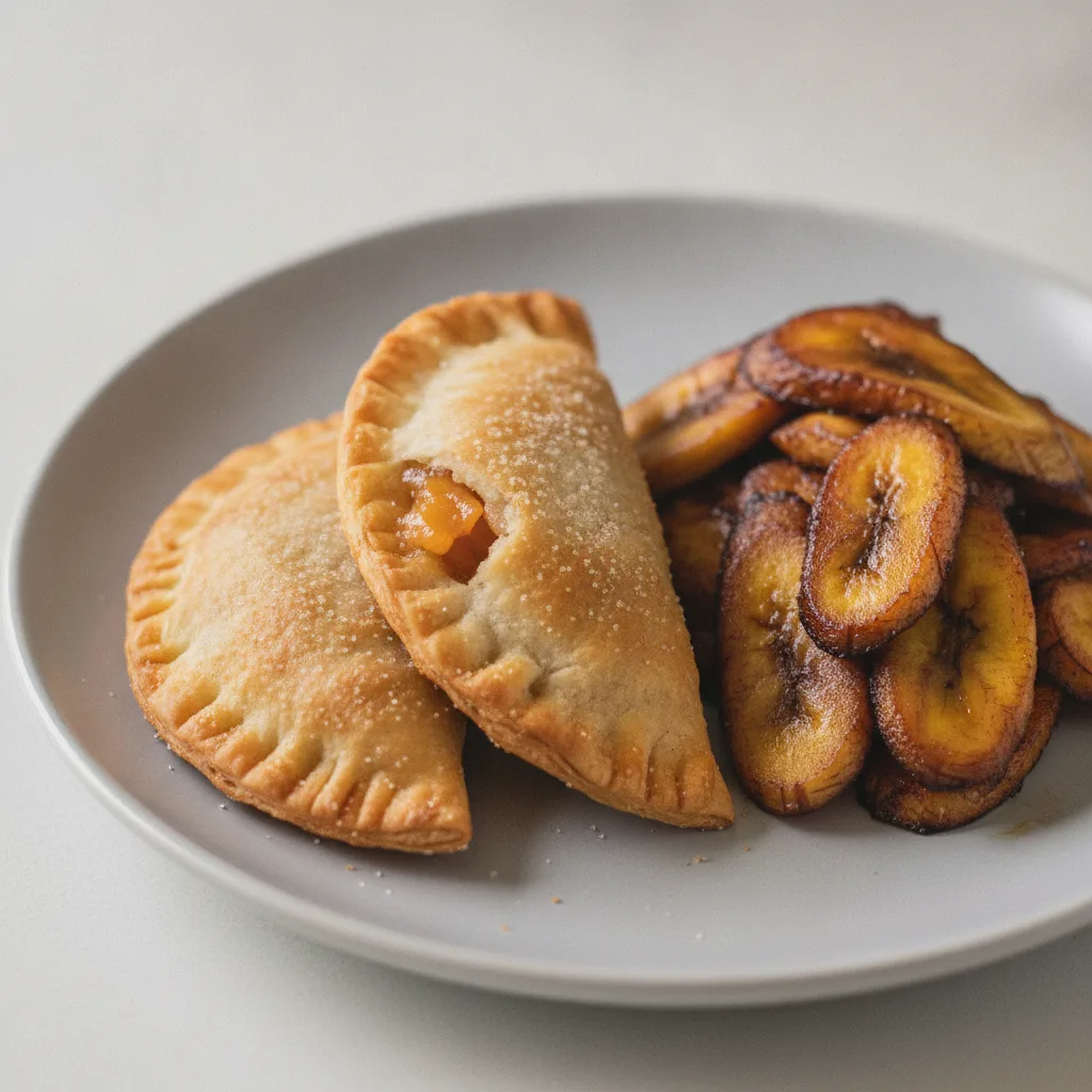 Peach Cobbler Empanada with Maduros