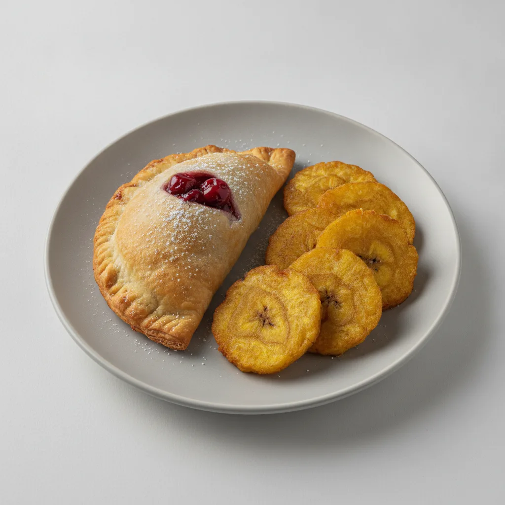 Cherry Pie Empanada with Tostones
