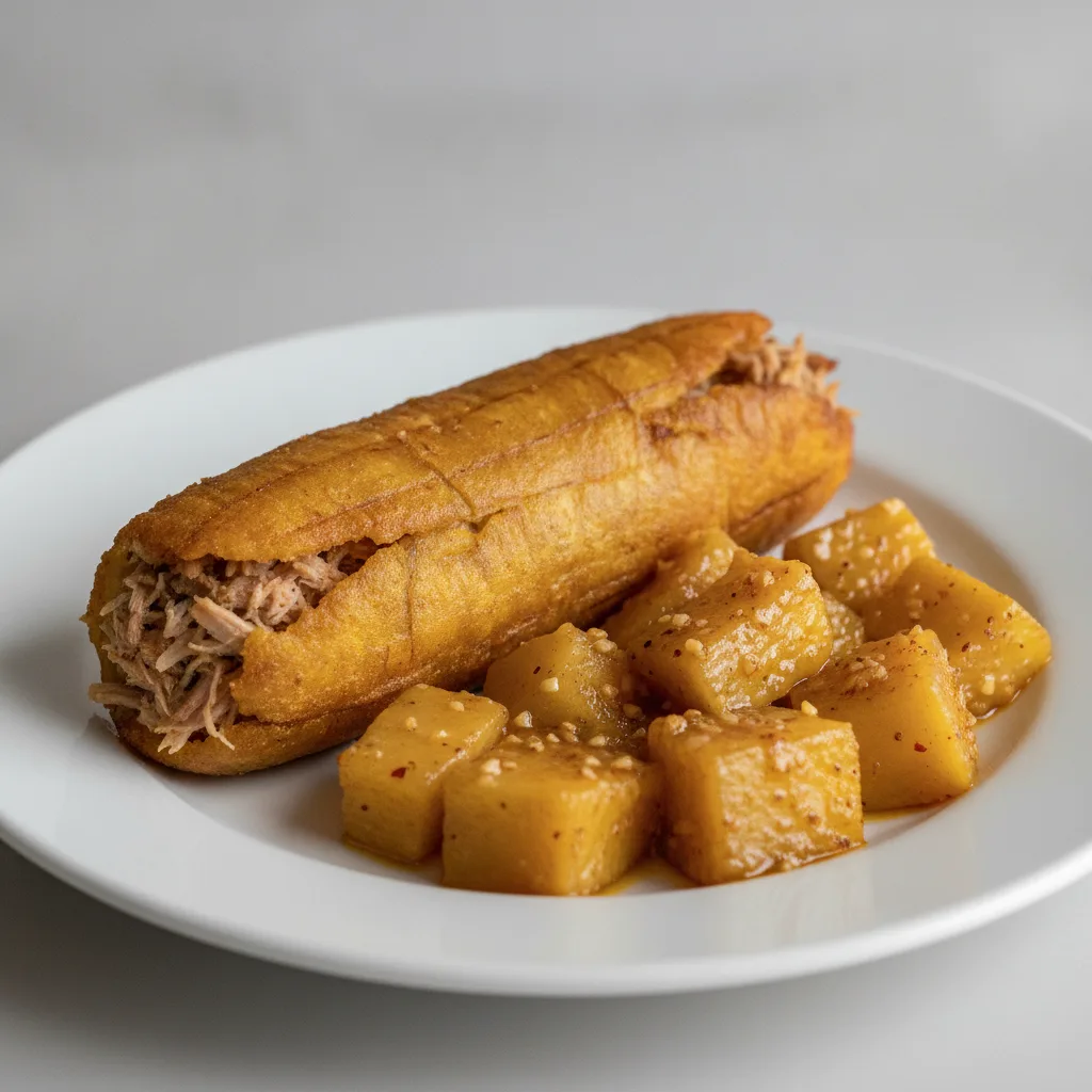 Stuffed Plantain - Tostones Stuffed Plantain with Yuca Al Mojo