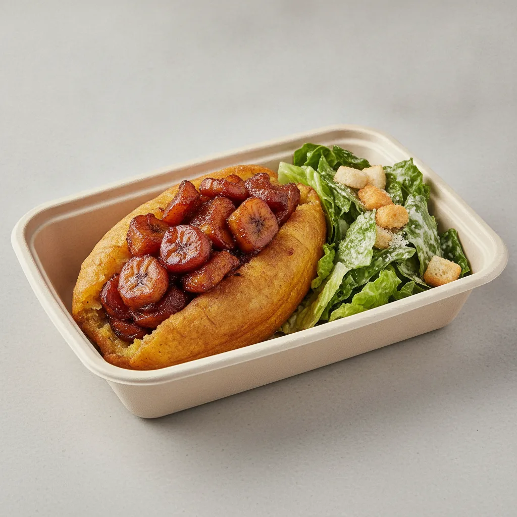 Stuffed Plantain with Maduros Stuffed Plantain with Caesar Salad