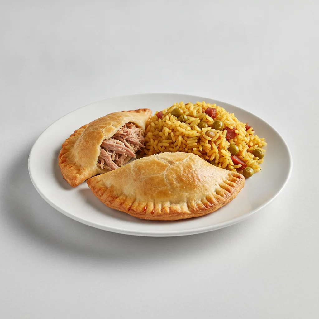 2 Lechon Empanadas with Arroz Con Gandules