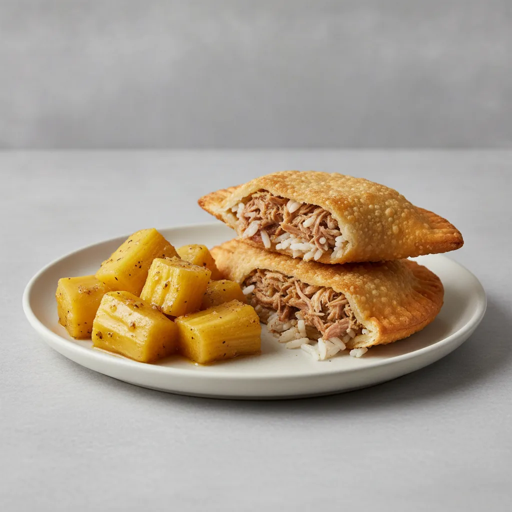2 Aybonito Empanadas with Yuca Al Mojo