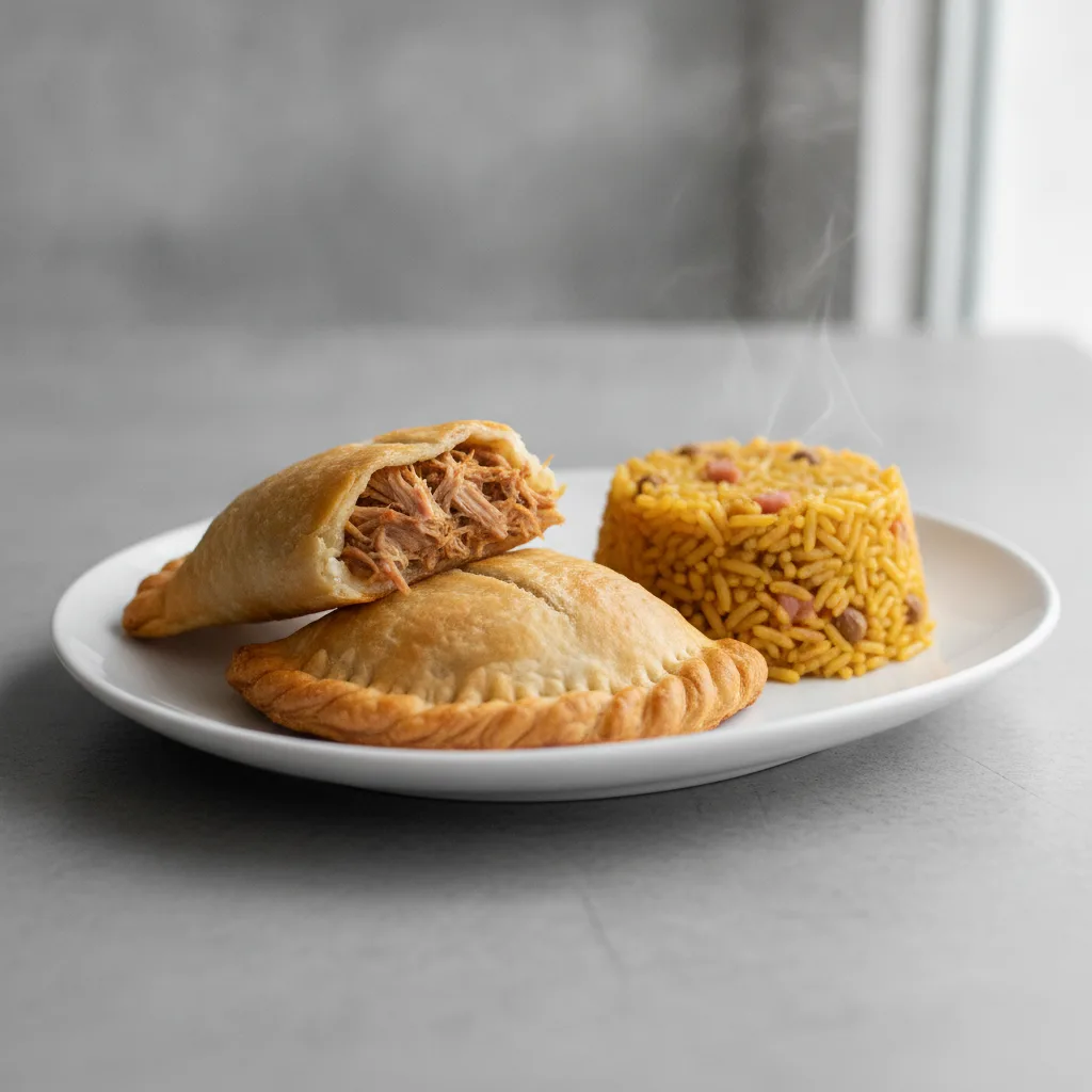 2 Aybonito Empanadas with Arroz Con Gandules
