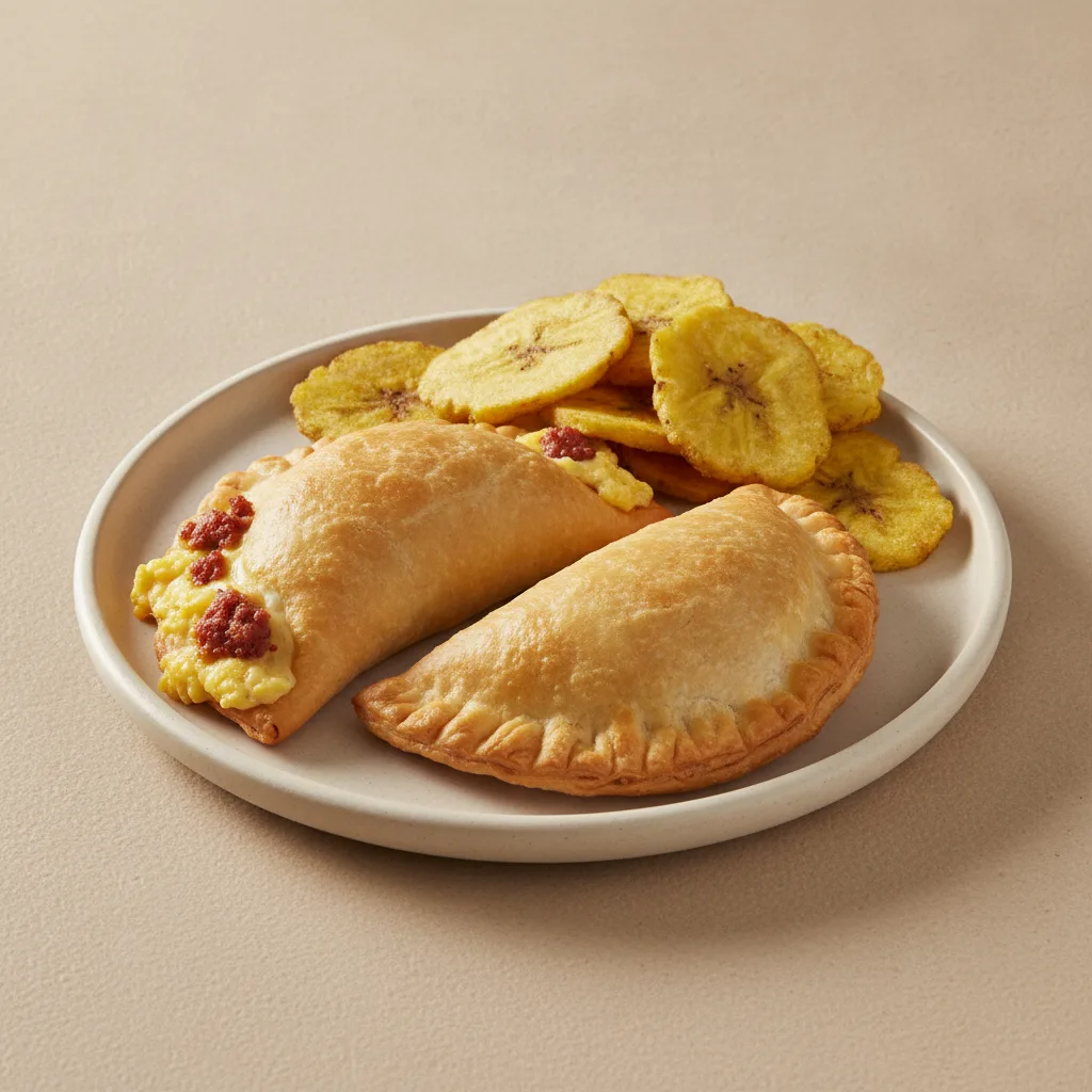 2 Chorizo Empanadas with Tostones