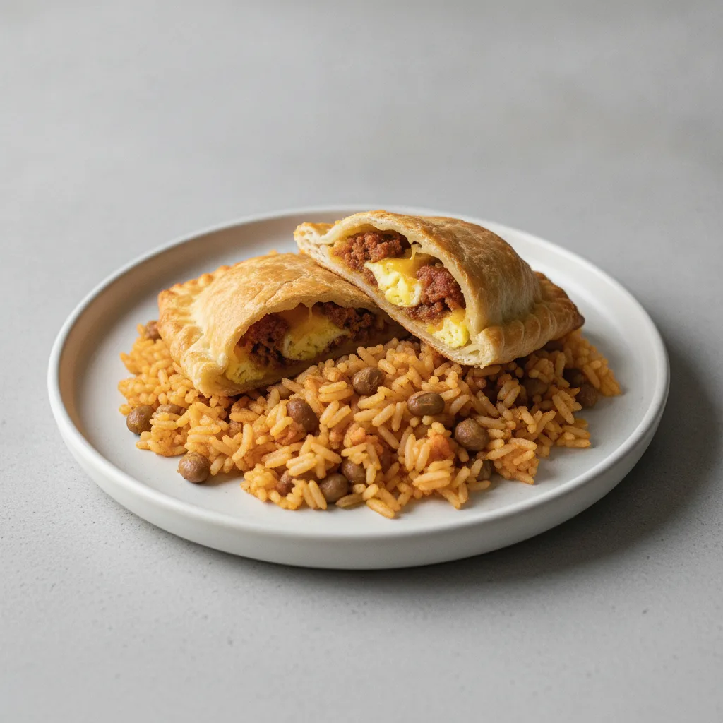 2 Chorizo Empanadas with Arroz Con Gandules