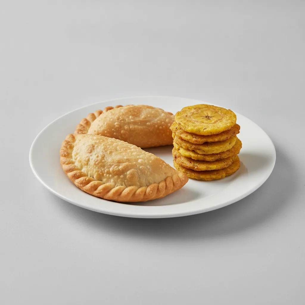 2 Vegetarian Empanadas with Tostones