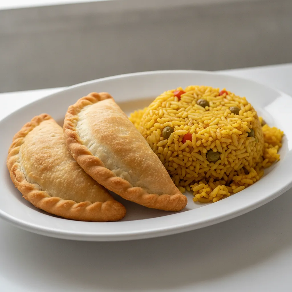 2 Vegetarian Empanadas with Arroz Con Gandules