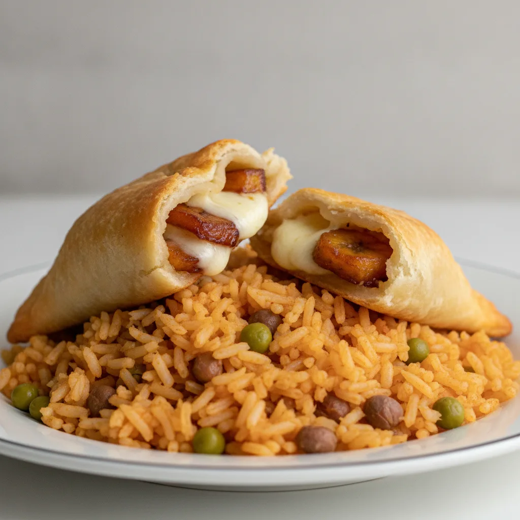 2 Yunque Empanadas with Arroz Con Gandules