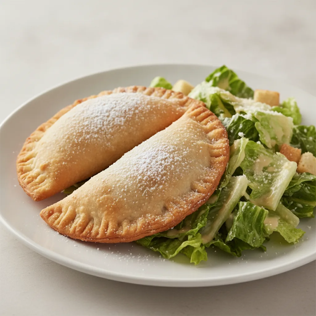 2 Peach Cobbler Empanada with Caesar Salad