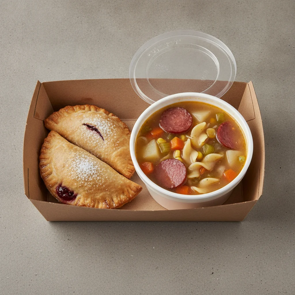 2 Cherry Pie Empanadas with Salchichon Soup