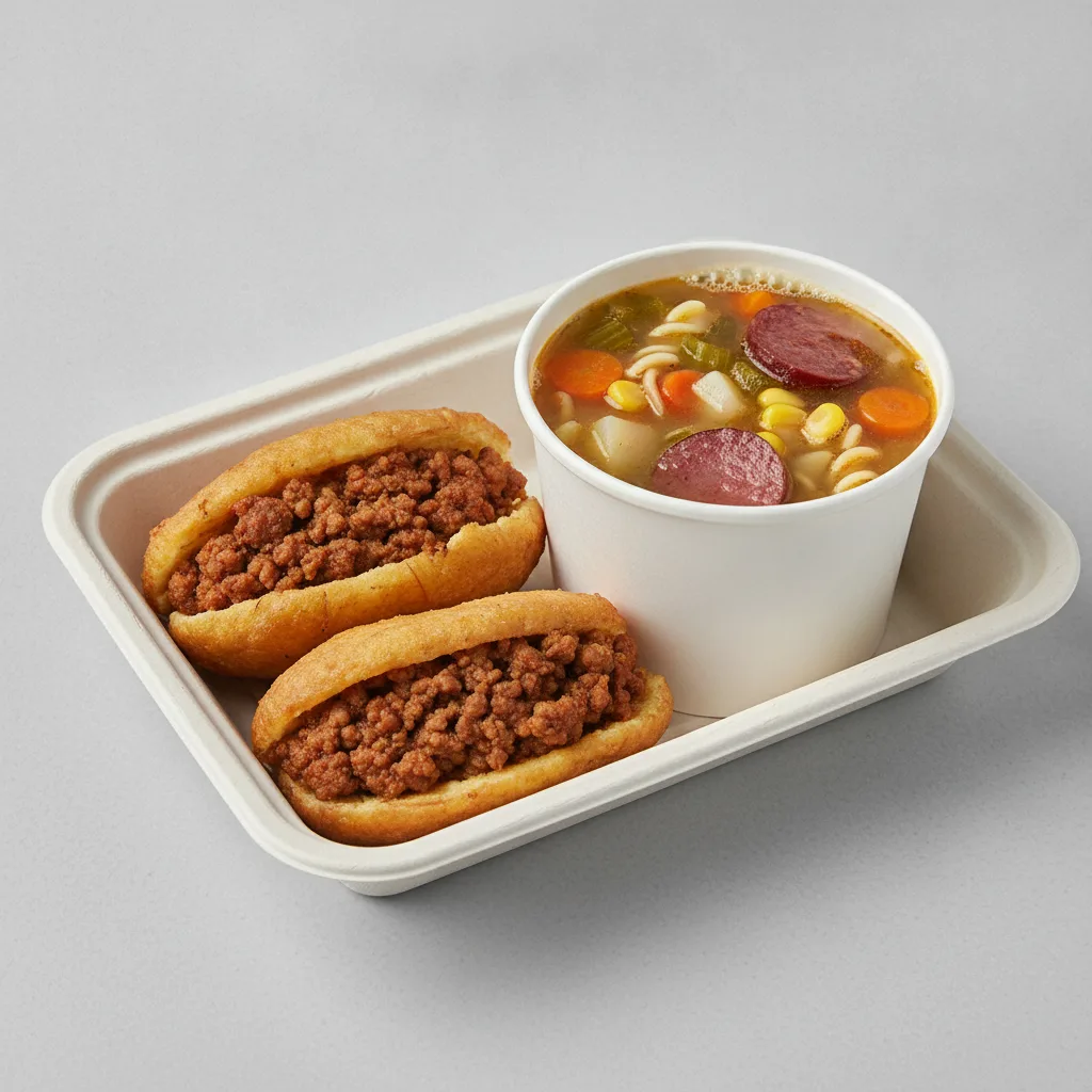 2 Stuffed Plantain with Salchichon Soup
