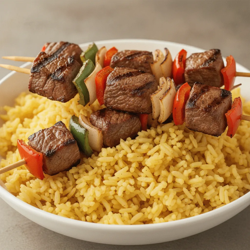 Steak Skewers with Rice Bowl