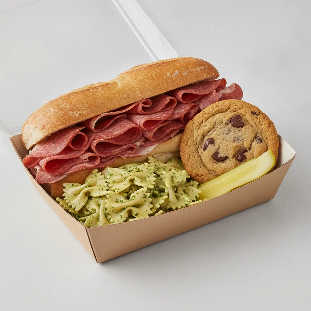 Slim 5 - Salami, Capicola, Cheese Box Lunch with Pesto Bowtie Pasta Salad