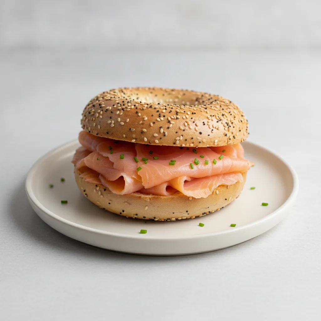 Salmon Deluxe Bagel (Everything Bagel) Salmon Deluxe Bagel (Everything Bagel)