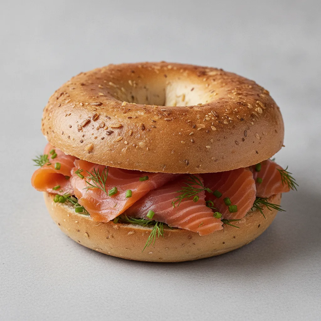 Salmon Deluxe Bagel (Onion Bagel) Salmon Deluxe Bagel (Onion Bagel)