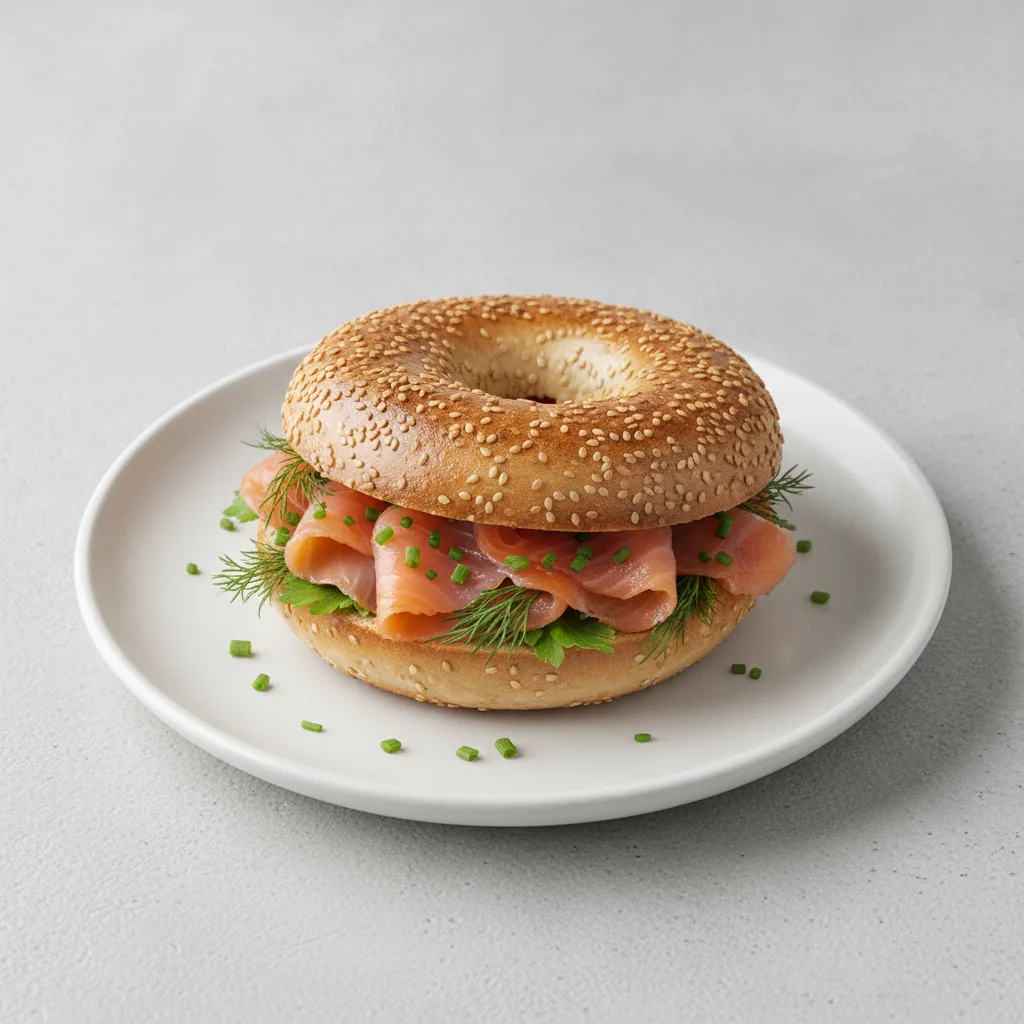 Salmon Deluxe Bagel (Sesame Bagel) Salmon Deluxe Bagel (Sesame Bagel)