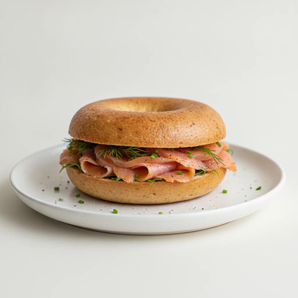 Salmon Deluxe Bagel (Gluten Free Bagel) Salmon Deluxe Bagel (Gluten Free Bagel)