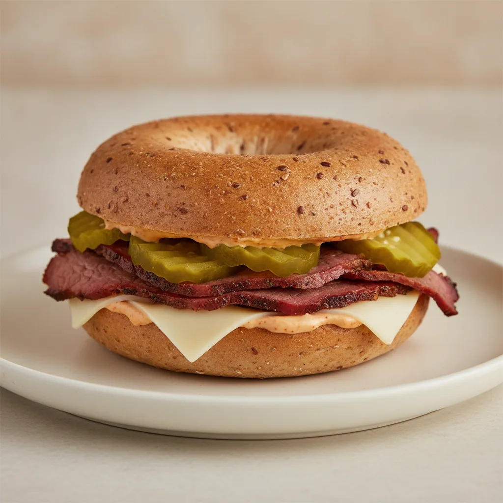 Brisket and Pickles Bagel (Whole Wheat Bagel) Brisket and Pickles Bagel (Whole Wheat Bagel)