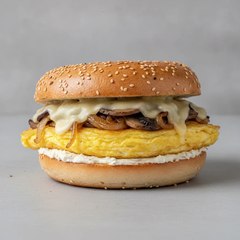 Truffle and Eggs Bagel (Sesame Bagel) Truffle and Eggs Bagel (Sesame Bagel)