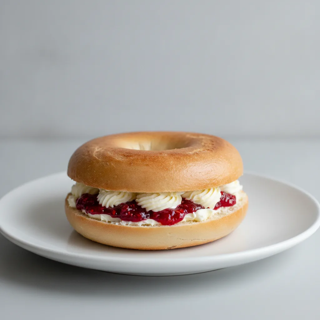 Butter and Jam Bagel (Plain Bagel, Whipped Butter, Raspberry Jam) Butter and Jam Bagel (Plain Bagel, Whipped Butter, Raspberry Jam)