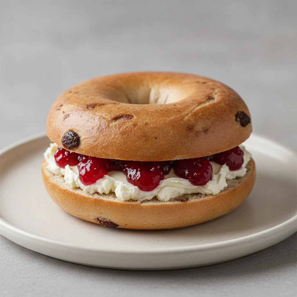 Butter and Jam Bagel (Cinnamon Raisin Bagel, Whipped Butter, Cherry Jam) Butter and Jam Bagel (Cinnamon Raisin Bagel, Whipped Butter, Cherry Jam)