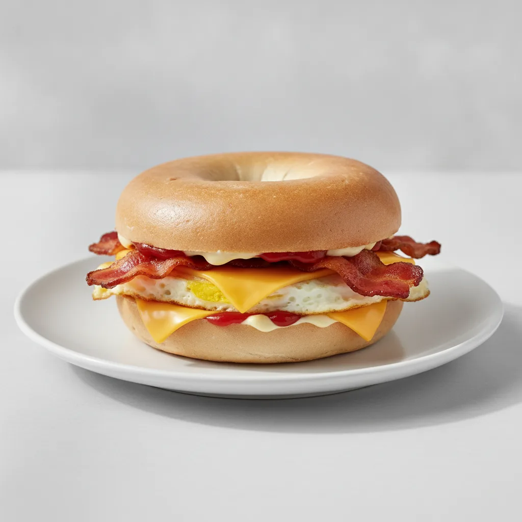 Egg and Cheese Bagel + Bacon (Plain Bagel) Egg and Cheese Bagel + Bacon (Plain Bagel)