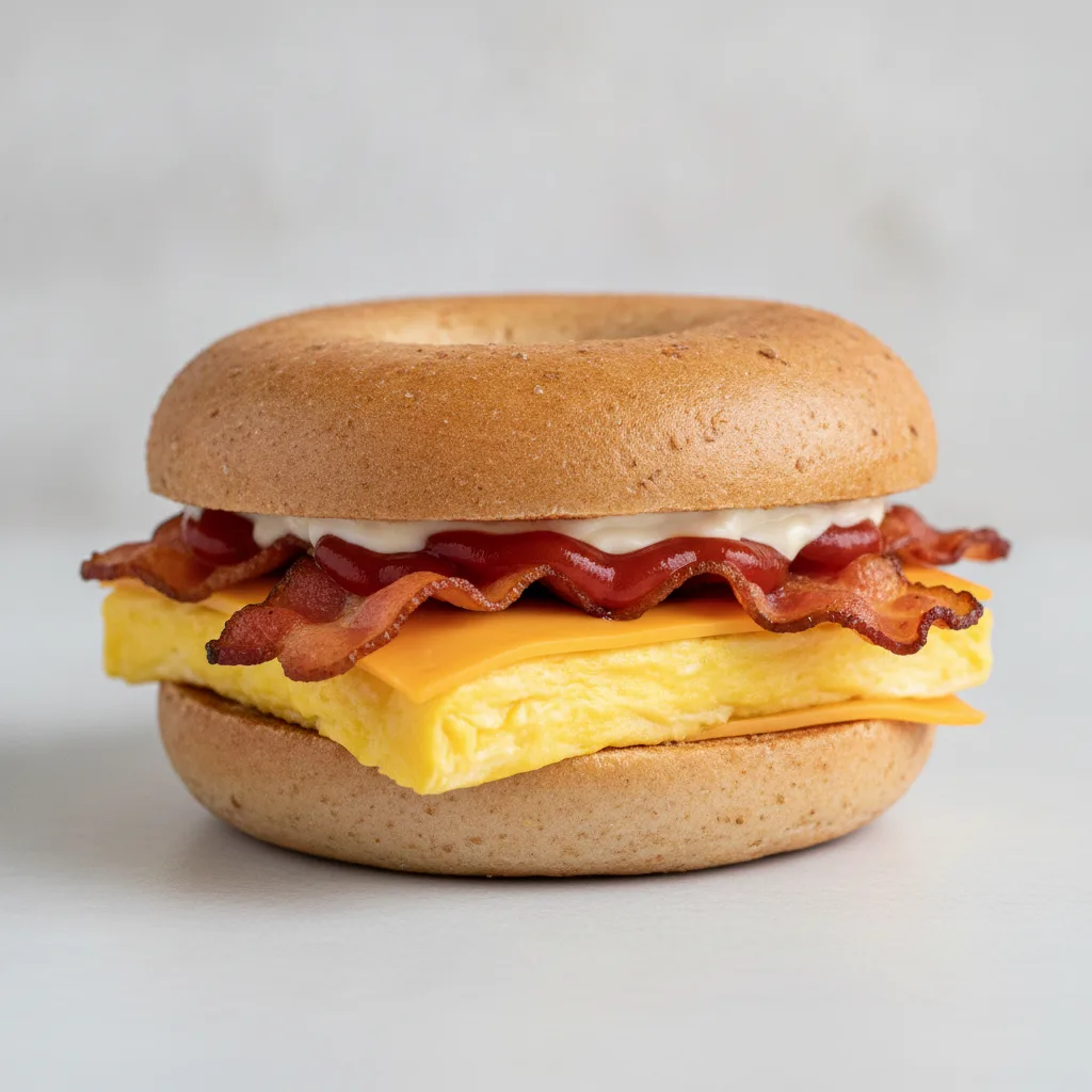 Egg and Cheese Bagel + Bacon (Whole Wheat Bagel) Egg and Cheese Bagel + Bacon (Whole Wheat Bagel)