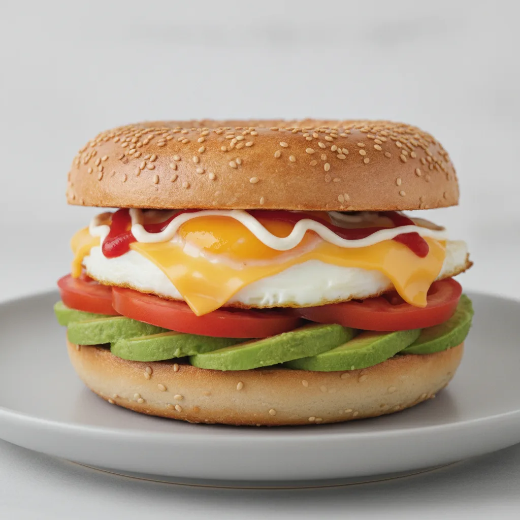 Avocado and Cheese Bagel (Sesame Bagel) Avocado and Cheese Bagel (Sesame Bagel)
