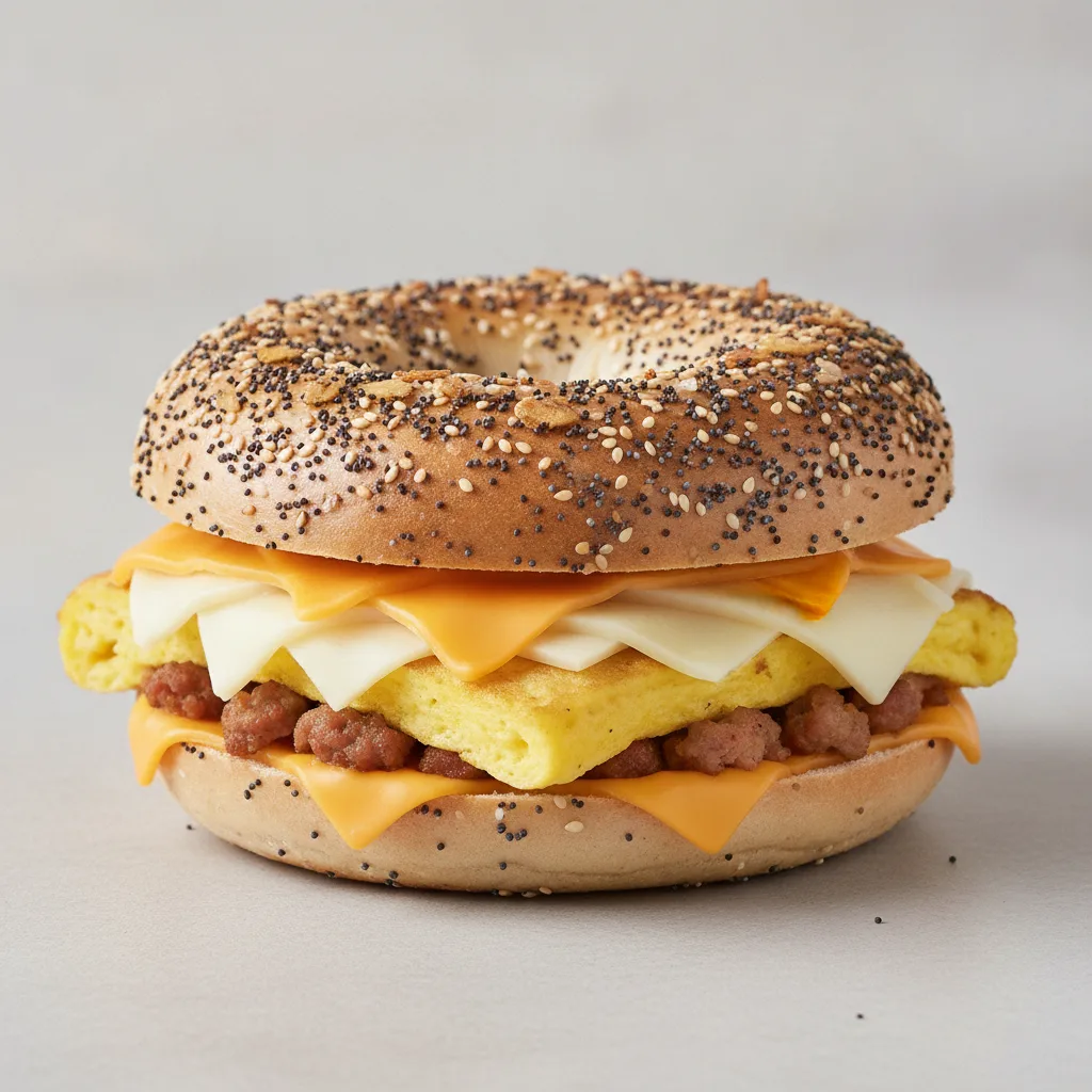 4 Cheese and Sausage Bagel (Everything Bagel) 4 Cheese and Sausage Bagel (Everything Bagel)