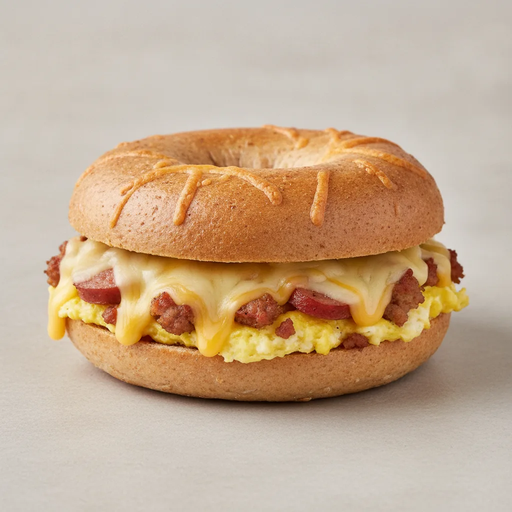 4 Cheese and Sausage Bagel (Whole Wheat Bagel) 4 Cheese and Sausage Bagel (Whole Wheat Bagel)