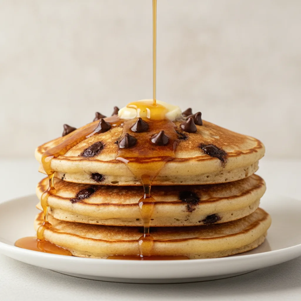 Golden Pancakes (3) with Chocolate Chips