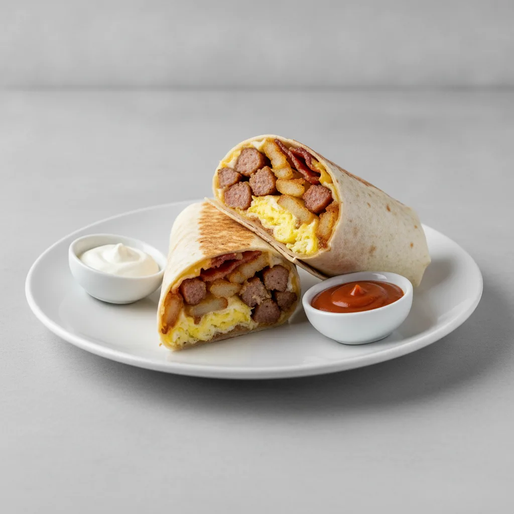Breakfast Burrito - Pork Sausage & Thick Cut Bacon + Sour Cream