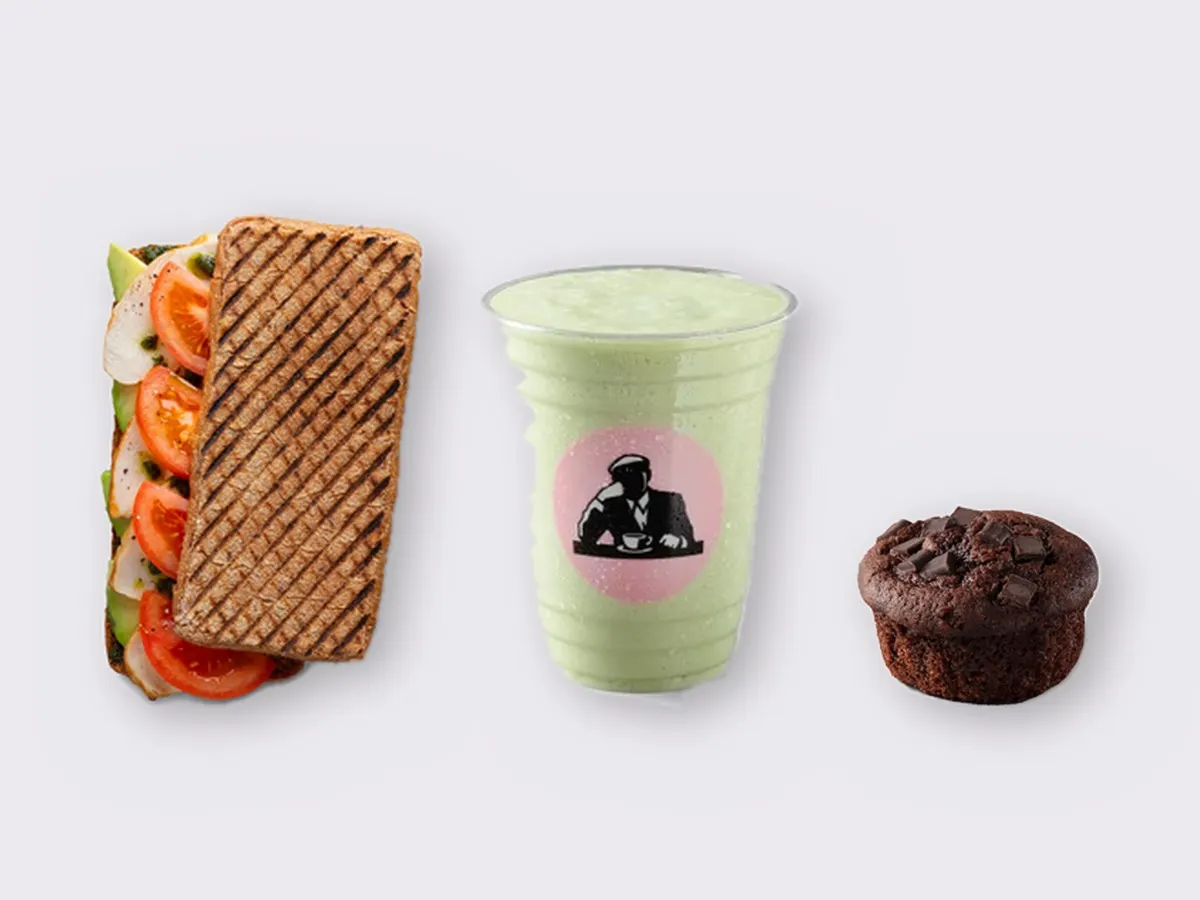 The Ultimate JOE Trio — JOE's Club Sandwich, Avo Shake, Chocolate Muffin The Ultimate JOE Trio — JOE's Club Sandwich, Avo Shake, Chocolate Muffin