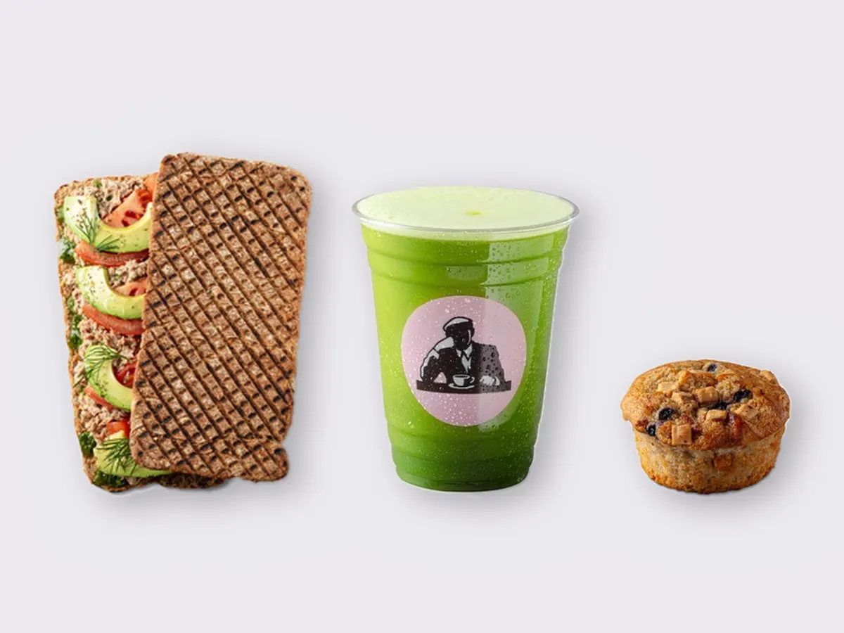 The Ultimate JOE Trio — Tunacado Sandwich, Green Tonic, Blueberry Muffin The Ultimate JOE Trio — Tunacado Sandwich, Green Tonic, Blueberry Muffin