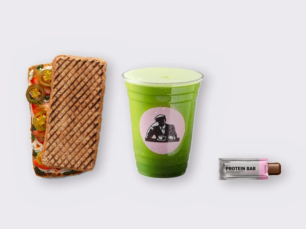 The Ultimate JOE Trio — Spicy Tuna Sandwich, Green Tonic, JOE's Protein Bar The Ultimate JOE Trio — Spicy Tuna Sandwich, Green Tonic, JOE's Protein Bar