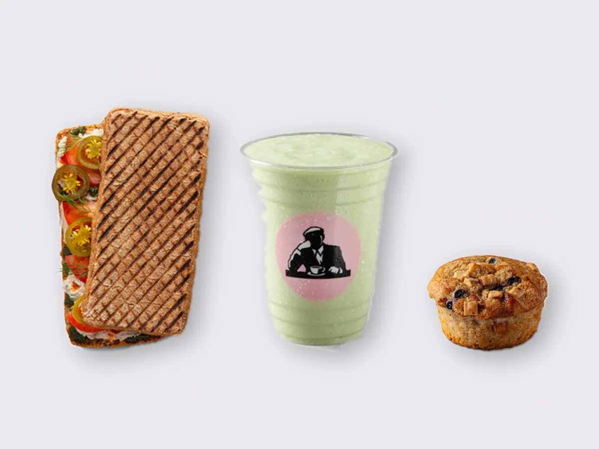The Ultimate JOE Trio — Spicy Tuna Sandwich, Avo Shake, Blueberry Muffin The Ultimate JOE Trio — Spicy Tuna Sandwich, Avo Shake, Blueberry Muffin