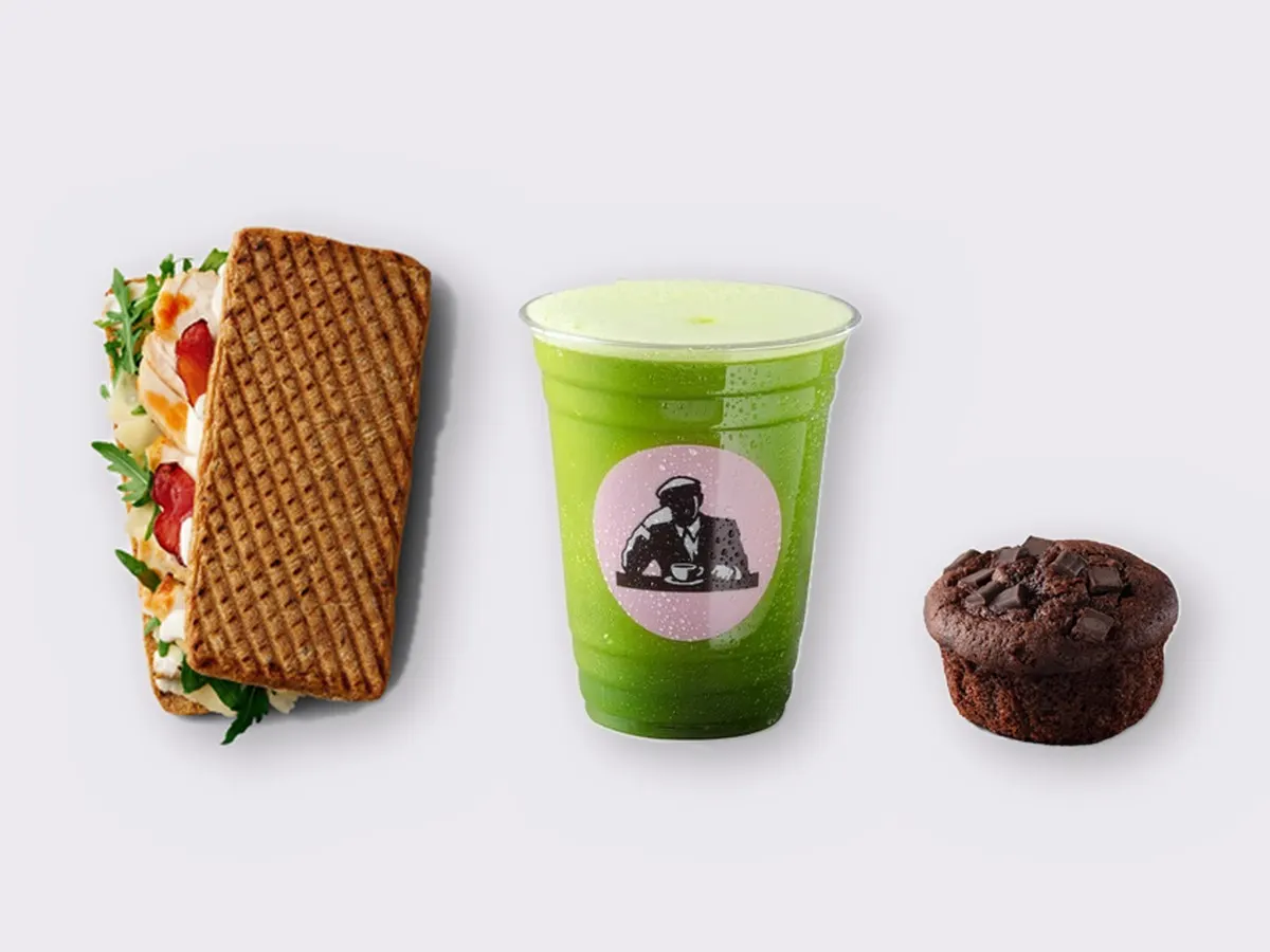 The Ultimate JOE Trio — JOE's Spicy Caesar, Green Tonic, Chocolate Muffin