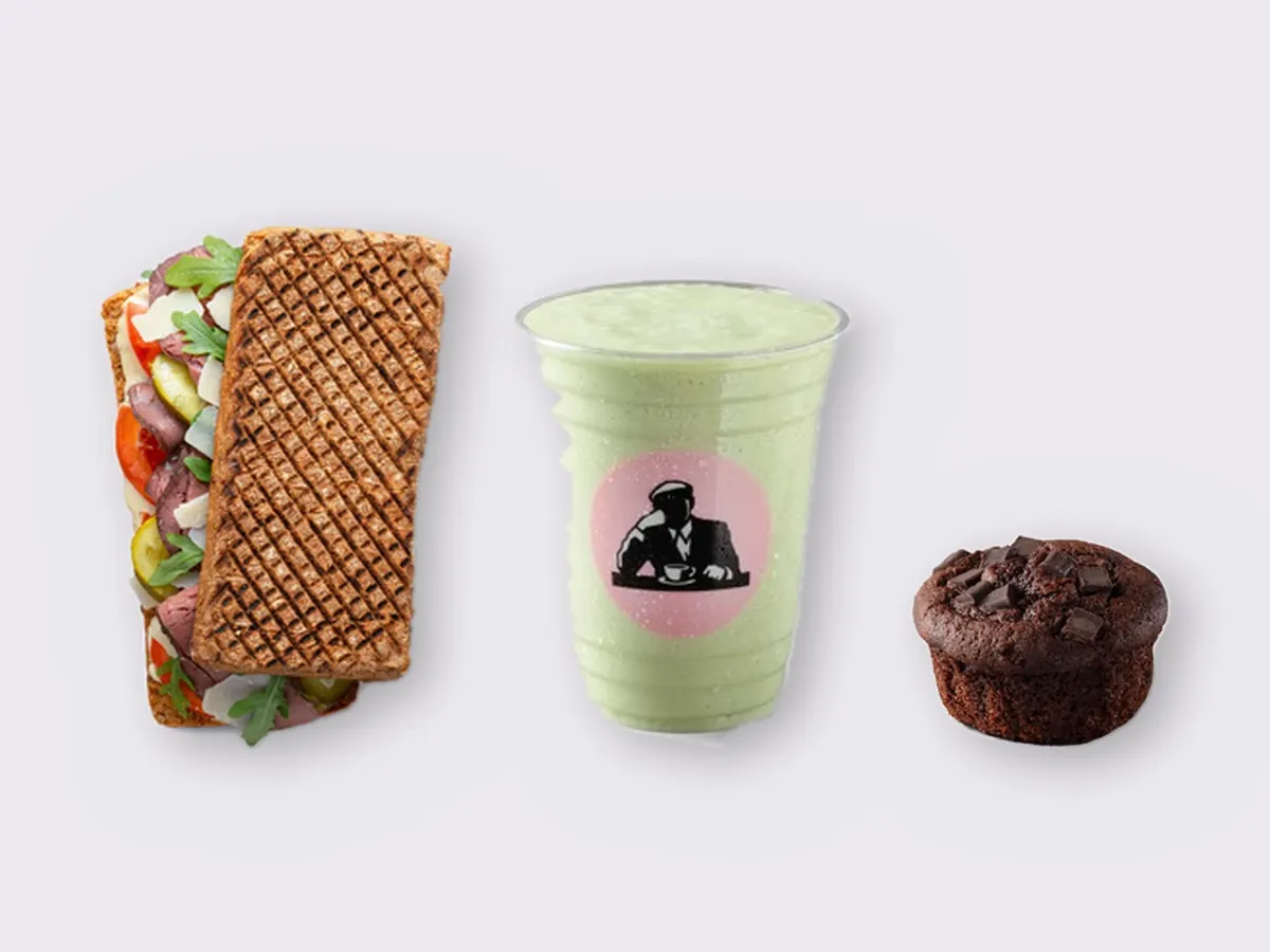 The Ultimate JOE Trio — The Steak, Avo Shake, Chocolate Muffin