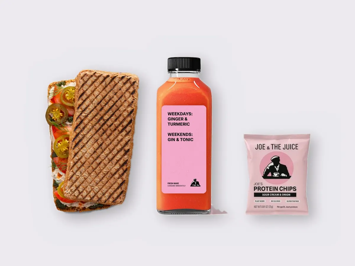 The Ultimate JOE Trio — Spicy Tuna Sandwich, Pick Me Up, JOE's Protein Chips