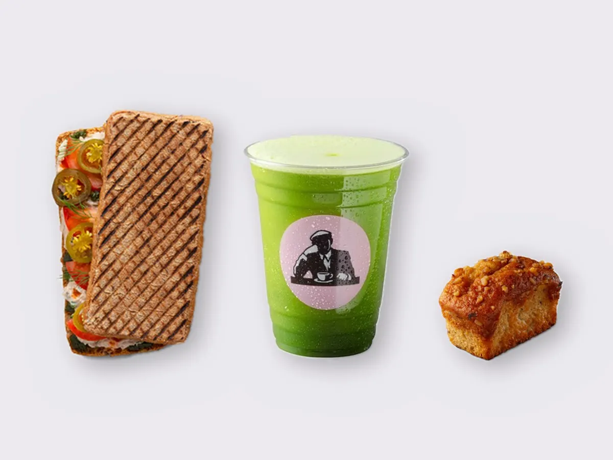The Ultimate JOE Trio — Spicy Tuna Sandwich, Green Tonic, Banana Bread